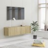 vidaXL Meuble TV Armoire Basse Murale Meuble Divertissement avec 2 Portes Multimédia Salon Maison Intérieur Chêne Sonoma 120x