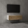 Sogood Meuble TV Bas 100x40,2x30cm Armoire TV Blanc Mat Table de Télévision Salon avec Porte Meuble TV Suspendu Fernsehschran