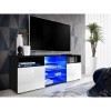 ExtremeFurniture T38 Meuble TV, Carcasse en Noir Mat/Façade en Blanc Brillant + LED Bleues