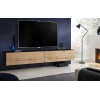 Komodee, Meuble Banc TV Loreto, Wotan Mat/Noir Mat, Largeur 200 cm x Hauteur 30 cm x Profondeur 41,5 cm, Style Moderne/Minima