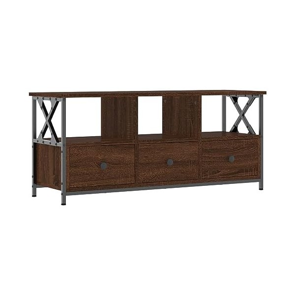 vidaXL Meuble TV chêne fumé 90x33x45 cm Bois dingénierie et Fer