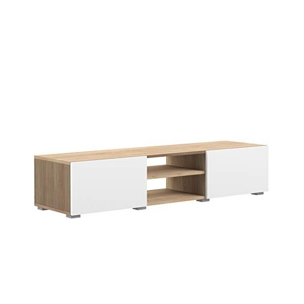 Temahome Banc TV Podium 140 2 portes, Rovere E Bianco, 140 x 42 x 31 cm L-P-A 