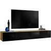 ExtremeFurniture T34-200 Meuble TV, Carcasse en Wotan Mat/Façade en Noir Brillant