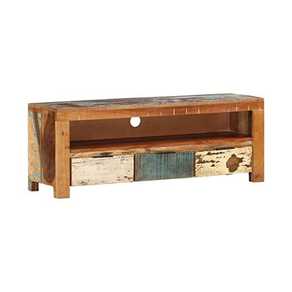 vidaXL Meuble TV en bois recyclé massif – teck, bois de manguier et pin – Couleurs vives, respectueux de lenvironnement, gra