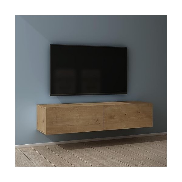 Mai & Mai Meuble TV Suspendue Armoire avec Soft-Close Table TV pour Le Salon Blanc Mat 100x40,2x30 cm TC002