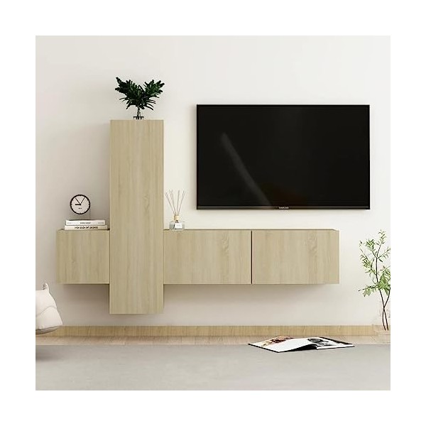 VEEKI Meuble TV, Meuble TV Suspendu, Meuble, Meuble TV avec Rangement，Meuble Industriel, Convient pour Salon ou Chambre, Ense