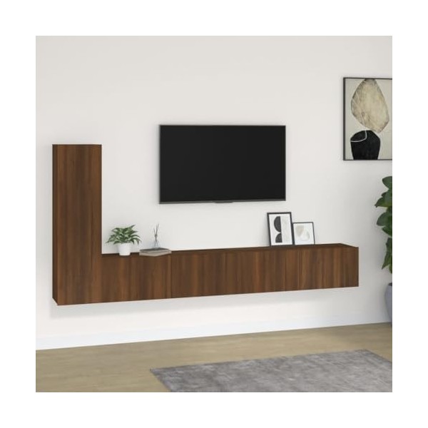 vidaXL Ensemble de Meubles TV 3 pcs, Armoires de Télévision Suspendues avec Porte, Meubles Télé avec Rangement Salon, Moderne