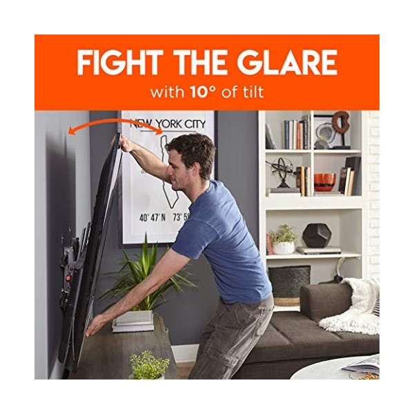 ECHOGEAR Support Mural inclinable pour téléviseur ecran Plat de 40 à 82 Pouces - Élimine Les Reflets grâce à Une Inclinaison 