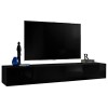 ExtremeFurniture T34-200 Meuble TV, Carcasse en Noir Mat/Façade en Noir Brillant