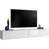 ExtremeFurniture T34-200 Meuble TV, Carcasse en Noir Mat/Façade en Noir Brillant