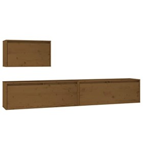 Générique Meubles TV 3 pcs Marron Miel Bois Massif de pin,25.7 KG,3100277, Meubles, Meubles TV