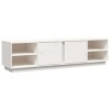 Camerina Meuble TV Blanc 156x40x40 cm Bois de pin Massif,Meuble TV,Table Basse Salon Meuble TV,Table Basse LED Couleurs