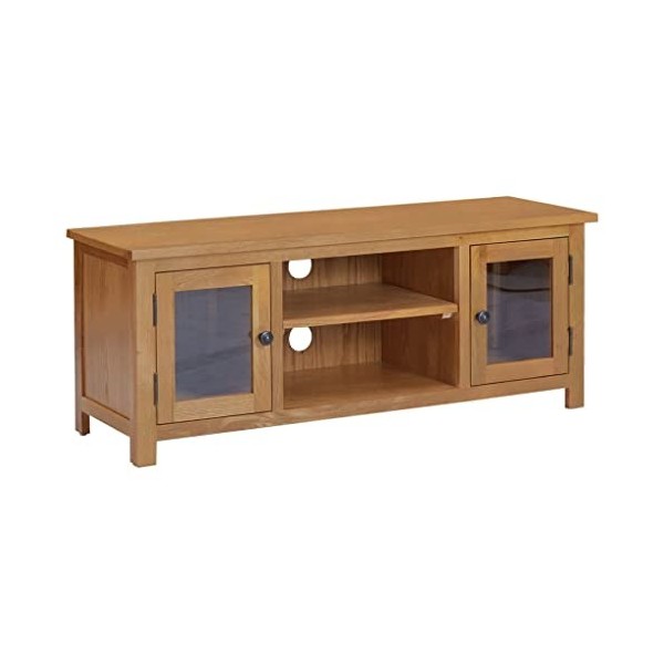 heybb Meuble TV 110x35x44 cm Bois de chêne Massif,Meuble TV,Table Basse Salon Meuble TV,Table Basse LED Couleurs