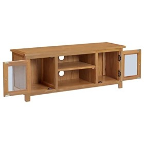 heybb Meuble TV 110x35x44 cm Bois de chêne Massif,Meuble TV,Table Basse Salon Meuble TV,Table Basse LED Couleurs
