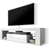 Selsey Hugo - Meuble TV/Meuble de Salon Blanc Mat/Blanc Brillant, 140 cm, avec LED 