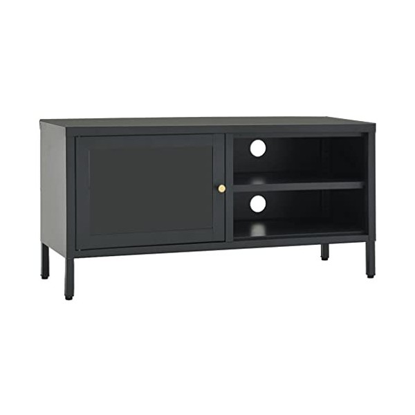 Meuble TV avec 1 Porte | Style Contemporain | Rangement matériel télé Audio Video Gaming | 90x30x44cm Anthracite