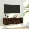 FIRBNUS Meuble TV Mural Chêne Fumé 100x30x30 cm Bois dingénierie Meuble HiFi Design Elégant Meuble de Télévision Grand Espac
