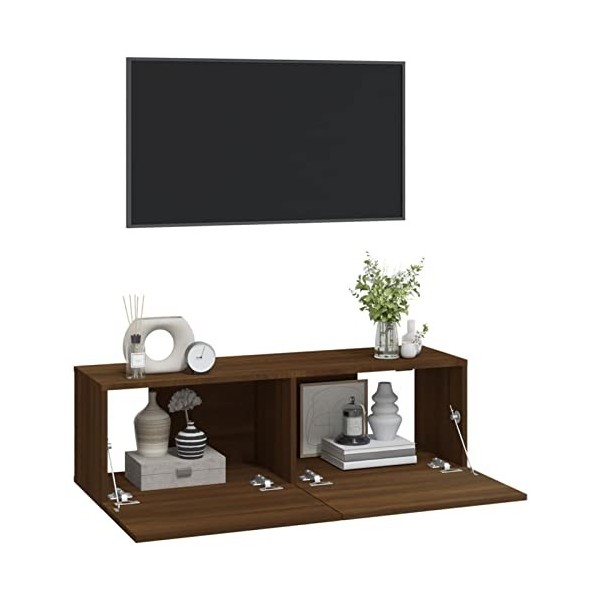 Tidyard Meuble TV mural 2 pièces Meuble TV suspendu Table TV moderne avec 2 compartiments pour chambre à coucher salon bureau