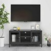 Tidyard Meuble TV Anthracite 105x35x52 cm Acier et Verre,Meuble TV,Meuble de Salon,pour Salon,Bureau,Divertissement