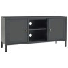 Tidyard Meuble TV Anthracite 105x35x52 cm Acier et Verre,Meuble TV,Meuble de Salon,pour Salon,Bureau,Divertissement