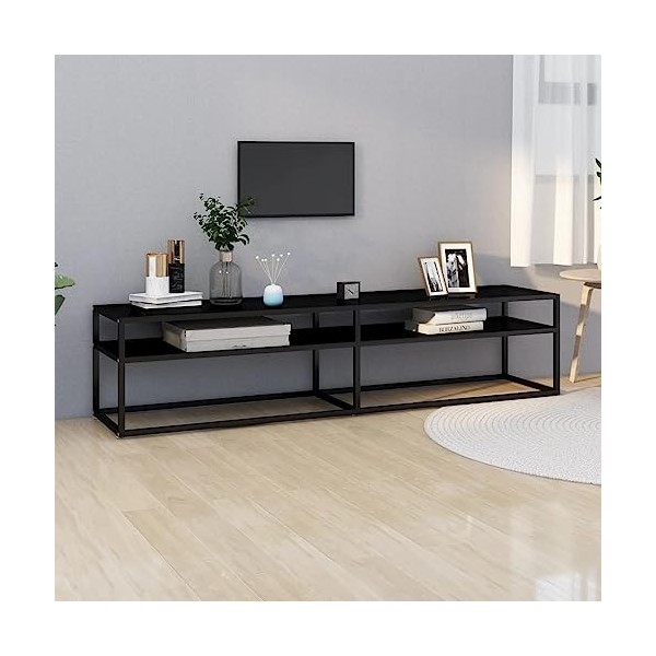 Meuble TV, Meuble TV Suspendu, Meuble, Meuble TV avec Rangement，Meuble Industriel, Convient pour Salon ou Chambre, Noir 180x4