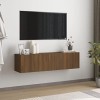 FIRBNUS Meuble TV Mural Chêne Fumé 100x30x30 cm Bois dingénierie Meuble HiFi Design Elégant Meuble de Télévision Grand Espac