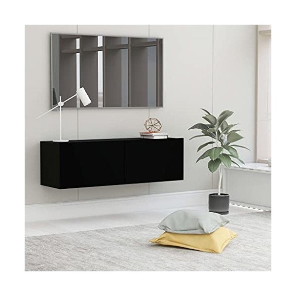 FIRBNUS Meuble TV Mural Chêne Fumé 100x30x30 cm Bois dingénierie Meuble HiFi Design Elégant Meuble de Télévision Grand Espac