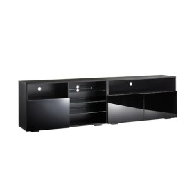 MMT Furniture Designs Ltd Meuble TV moderne avec étagère pour barre de son, rangement ouvert, lumières LED, 200 cm de long, c
