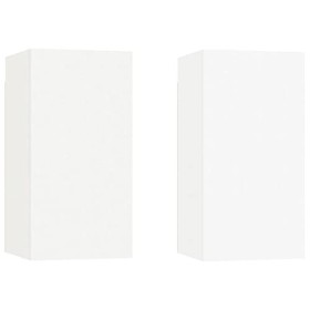 vidaXL 2X Meubles TV Armoires Basses Murales Suspendues Centre de Divertissement Salon Salle de Séjour Maison Blanc 30,5x30x6