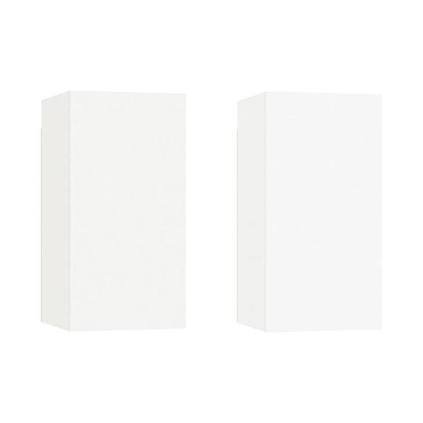 vidaXL 2X Meubles TV Armoires Basses Murales Suspendues Centre de Divertissement Salon Salle de Séjour Maison Blanc 30,5x30x6