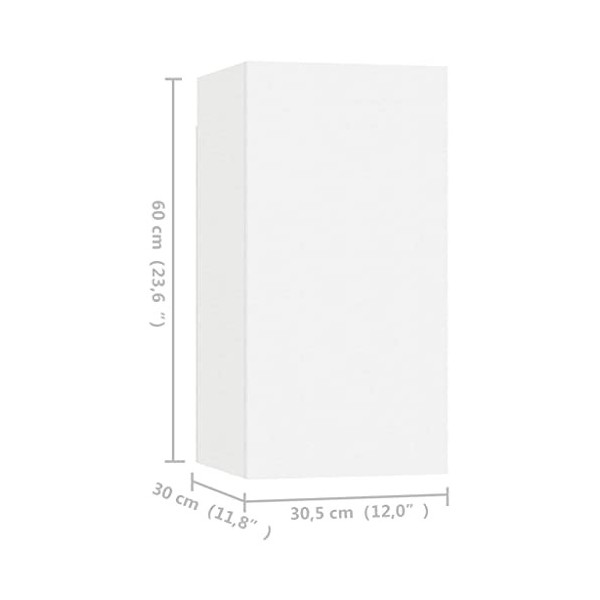 vidaXL 2X Meubles TV Armoires Basses Murales Suspendues Centre de Divertissement Salon Salle de Séjour Maison Blanc 30,5x30x6