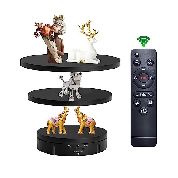 Plateau Tournant Electrique Avec Telecommande, Présentoir Rotatif électrique, Plateau Tournant Automatique, 3 Vitesses Et Ang