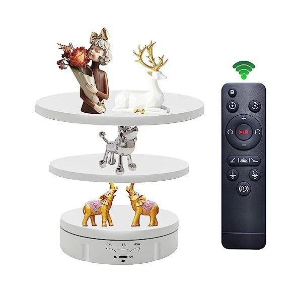 Plateau Tournant Electrique Avec Telecommande, Présentoir Rotatif électrique, Plateau Tournant Automatique, 3 Vitesses Et Ang