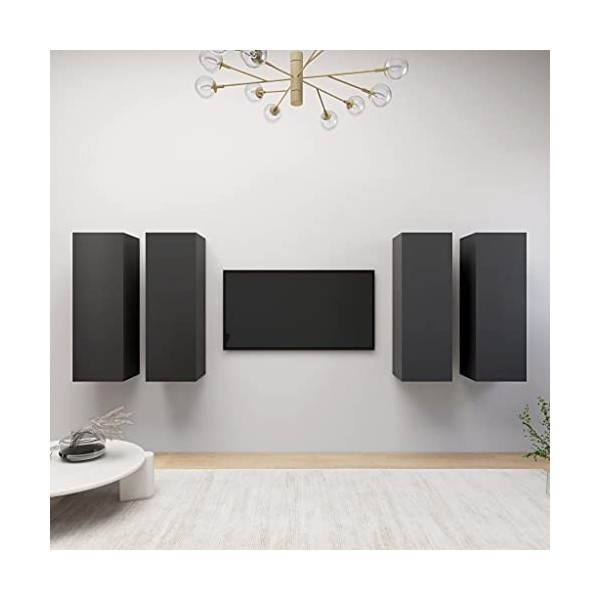 Générique Meubles TV 4 pcs Gris 30,5x30x90 cm Aggloméré,52 KG,3078951, Meubles, Meubles TV