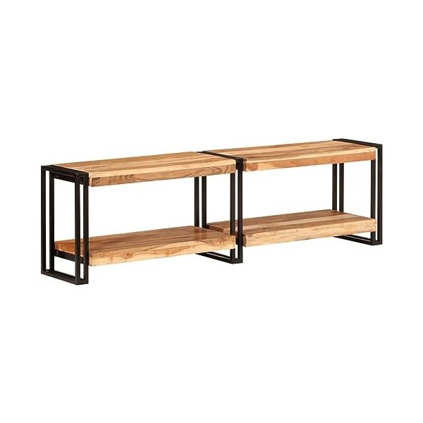 heybb Meuble TV 140x30x40 cm Bois dacacia Massif,Meuble TV Haut,Meuble Télé Haut,Table Television Salon