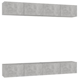 Générique Meubles TV 4 pcs Gris béton 100x30x30 cm Aggloméré,63 KG,3079061, Meubles, Meubles TV