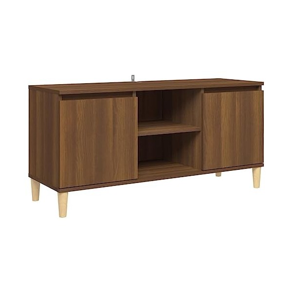 Meuble TV avec pieds en bois massif Chêne Marron 103,5 x 35 x 50 cm