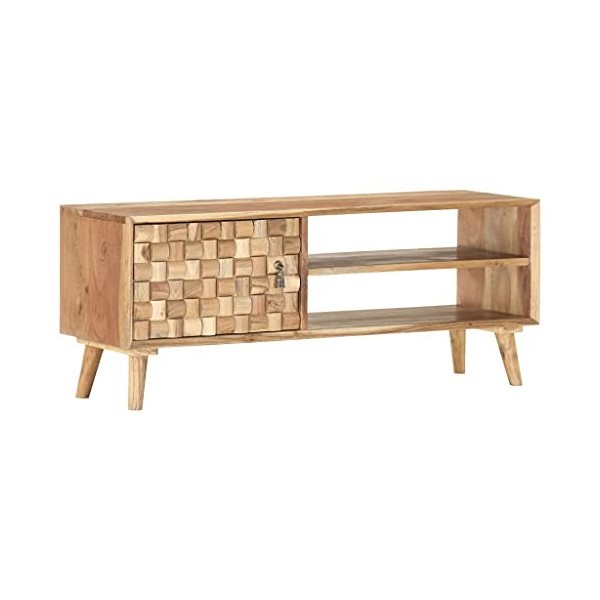 ZEYUAN Meuble TV 100x35x40 cm Bois dacacia Massif,Meuble TV Étagère,Meuble dangle TV,Meuble Haut Salon