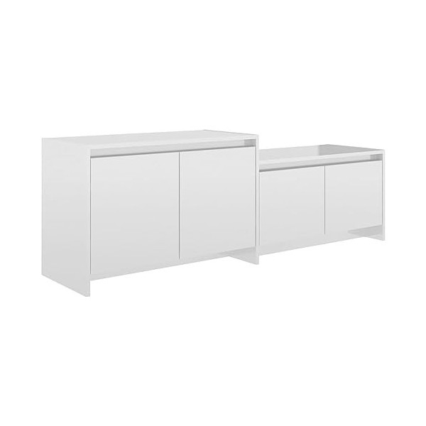 DCRAF Centres de divertissement et meubles TV, meuble TV blanc brillant, 146,5 x 35 x 50 cm, bois dingénierie