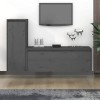 Camerina Meubles TV 2 pcs Gris Bois Massif de pin,Meuble TV,Meuble TV Moderne,Meuble de Salon