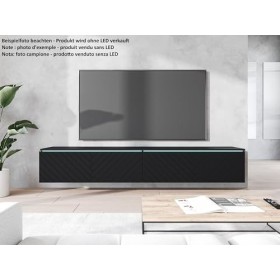 Meuble TV Donna, Largeur 180 cm, Lowboard TV, Debout ou Suspendu, Meuble Salon, Panneaux de Particules stratifiés, Style Mode