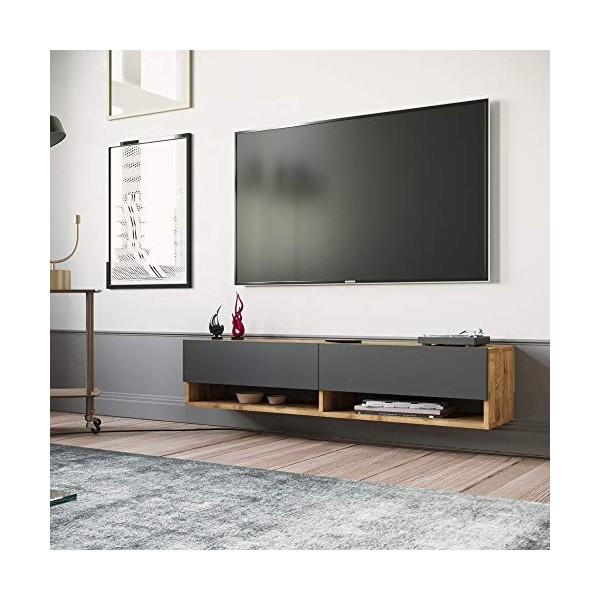 Yurupa Meuble TV Suspendu,Ensemble de Cabinet de télévision,Table TV,Banc TV, FR11-AA