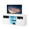 ZTFORUS Meuble TV LED, Table TV, Meuble TV avec 2 armoires avec Portes et 5 étagères Ouvertes, éclairage LED 16 Couleurs, Meu