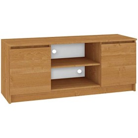 Hucoco Dusk | Meuble Bas TV Contemporain Salon/séjour 140x55x40 cm | 2 niches + 2 Portes | Rangement matériel Audio/Video/Gam