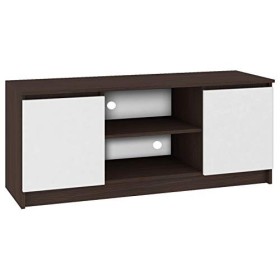 Hucoco Dusk | Meuble Bas TV Contemporain Salon/séjour 140x55x40 cm | 2 niches + 2 Portes | Rangement matériel Audio/Video/Gam