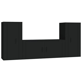 vidaXL Ensemble de Meubles TV 3 pcs Noir Bois dingénierie