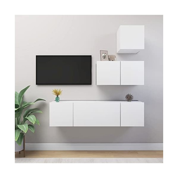 VEEKI Meuble TV, Meuble TV Suspendu, Meuble, Meuble TV avec Rangement，Meuble Industriel, Convient pour Salon ou Chambre, Ense