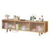 XRRJFYH Table TV Bambou, Porte Coulissante, Meuble Tele, Meuble TV 100 cm/150 cm, Meuble Télé pour Salon, Chambre, Bureau Co