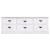 FIRBNUS Meuble TV Blanc Antique 108x30x40 cm Bois de Paulownia Massif Armoire Média Design Pratique Armoire TV Salon Chambre