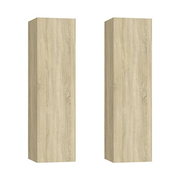 lvssiao Meuble de salon pour TV, Meubles pour TV aggloméré 2 pièces Chêne Sonoma 30,5x30x110 cm Module TV avec armoires